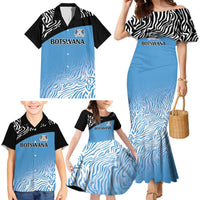 Botswana Cricket Custom Family Matching Mermaid Dress and Hawaiian Shirt Baggy Blues Zebra Skins Pattern - Wonder Print Shop