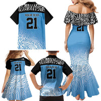 Botswana Cricket Custom Family Matching Mermaid Dress and Hawaiian Shirt Baggy Blues Zebra Skins Pattern - Wonder Print Shop