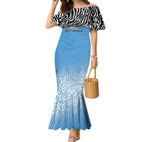 Botswana Cricket Custom Family Matching Mermaid Dress and Hawaiian Shirt Baggy Blues Zebra Skins Pattern - Wonder Print Shop