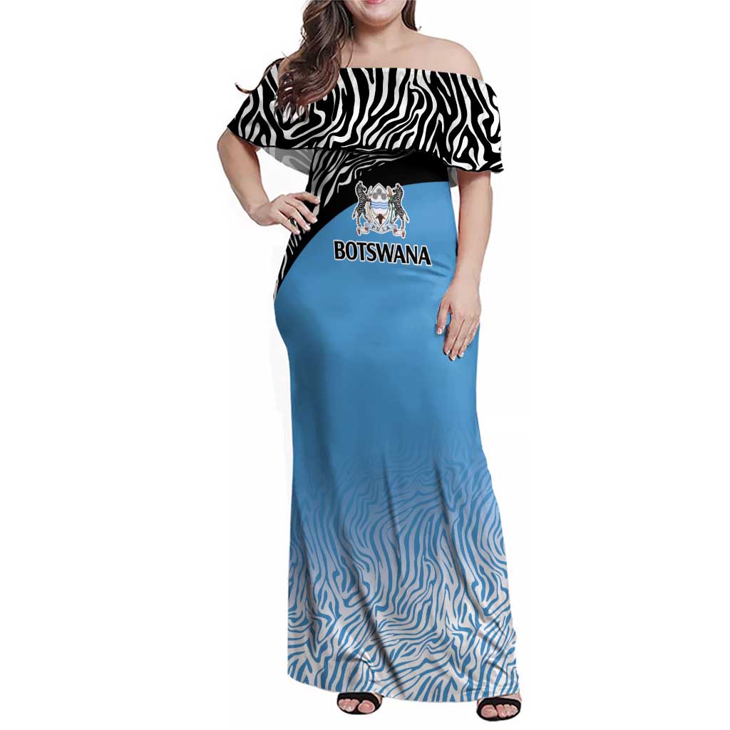 Botswana Cricket Custom Family Matching Off Shoulder Maxi Dress and Hawaiian Shirt Baggy Blues Zebra Skins Pattern - Wonder Print Shop