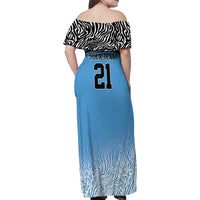 Botswana Cricket Custom Family Matching Off Shoulder Maxi Dress and Hawaiian Shirt Baggy Blues Zebra Skins Pattern - Wonder Print Shop