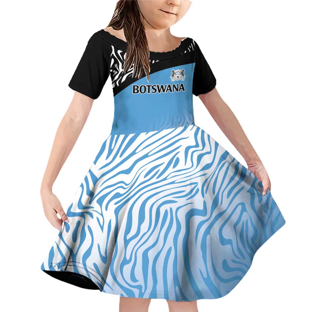 Botswana Cricket Custom Family Matching Off Shoulder Short Dress and Hawaiian Shirt Baggy Blues Zebra Skins Pattern - Wonder Print Shop