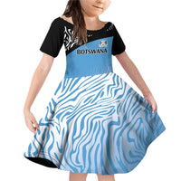 Botswana Cricket Custom Family Matching Off Shoulder Short Dress and Hawaiian Shirt Baggy Blues Zebra Skins Pattern - Wonder Print Shop
