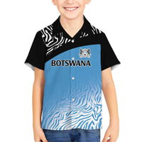 Botswana Cricket Custom Family Matching Off Shoulder Short Dress and Hawaiian Shirt Baggy Blues Zebra Skins Pattern - Wonder Print Shop