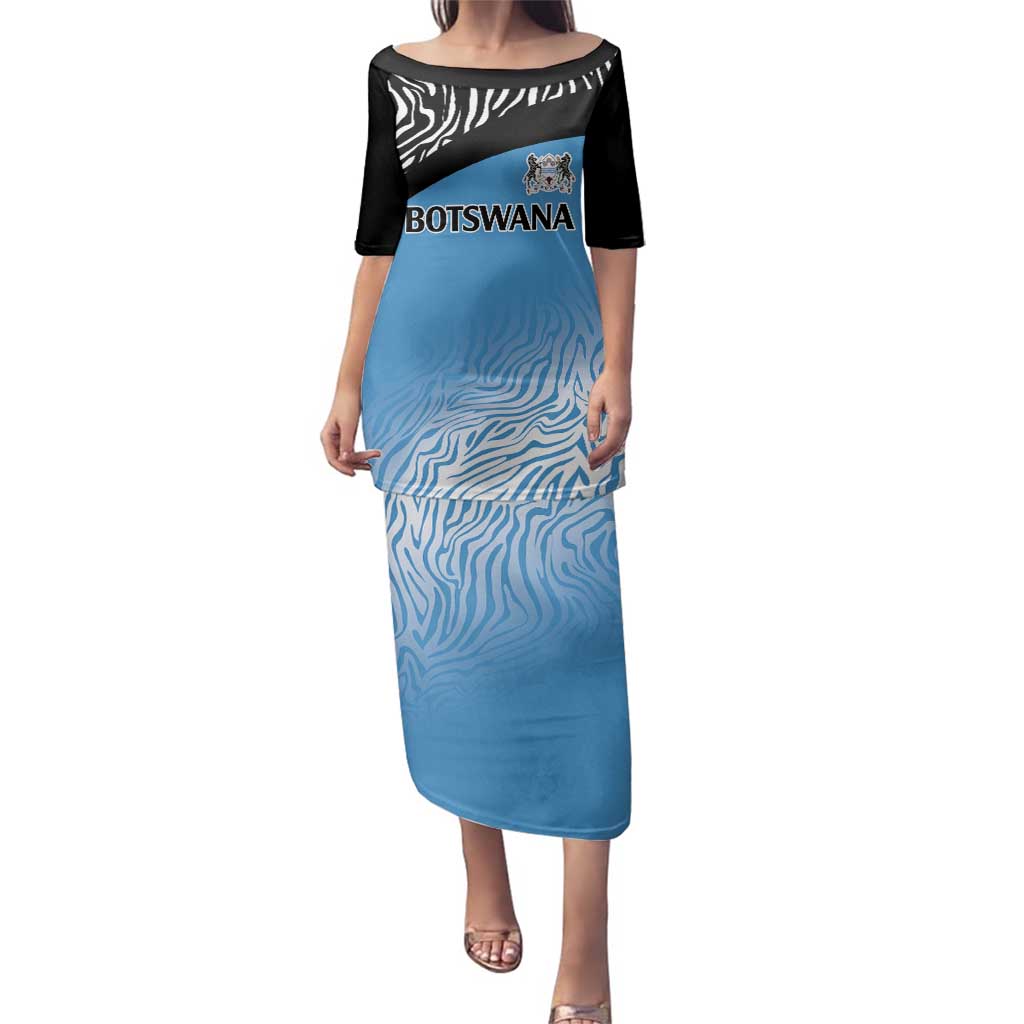 Botswana Cricket Custom Family Matching Puletasi and Hawaiian Shirt Baggy Blues Zebra Skins Pattern - Wonder Print Shop