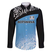 Botswana Cricket Custom Family Matching Short Sleeve Bodycon Dress and Hawaiian Shirt Baggy Blues Zebra Skins Pattern - Wonder Print Shop