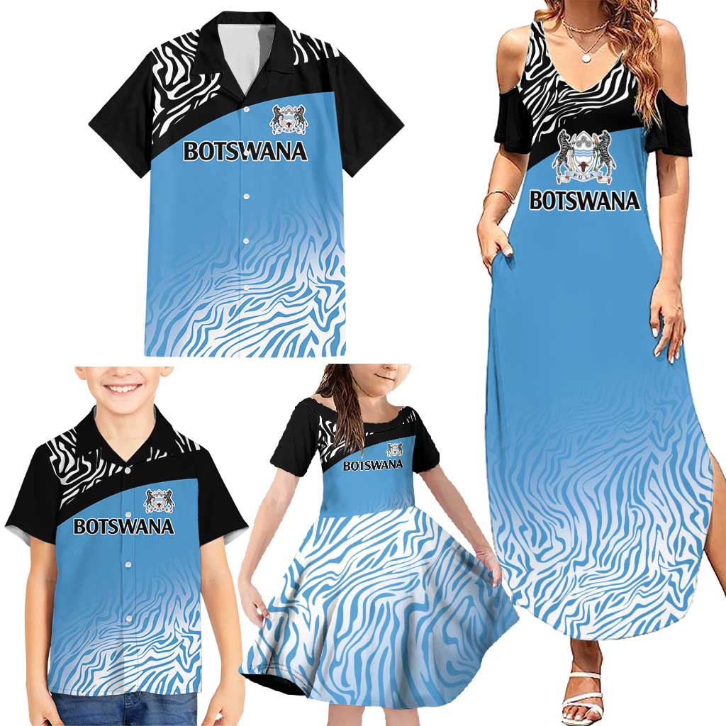 Botswana Cricket Custom Family Matching Summer Maxi Dress and Hawaiian Shirt Baggy Blues Zebra Skins Pattern - Wonder Print Shop