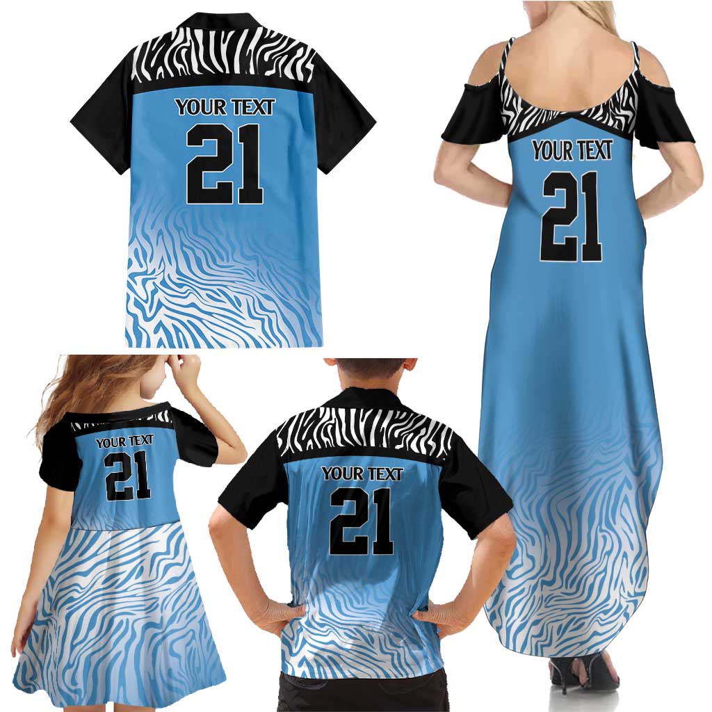 Botswana Cricket Custom Family Matching Summer Maxi Dress and Hawaiian Shirt Baggy Blues Zebra Skins Pattern - Wonder Print Shop