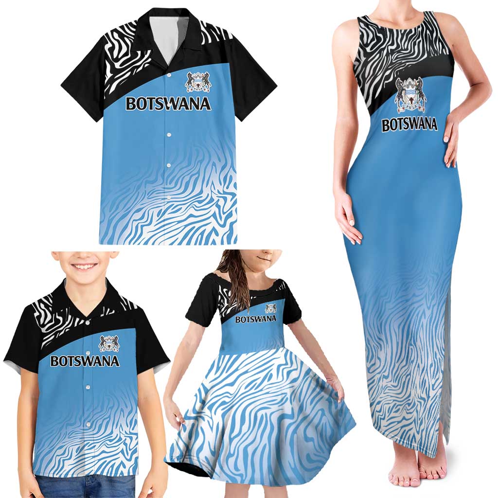 Botswana Cricket Custom Family Matching Tank Maxi Dress and Hawaiian Shirt Baggy Blues Zebra Skins Pattern - Wonder Print Shop