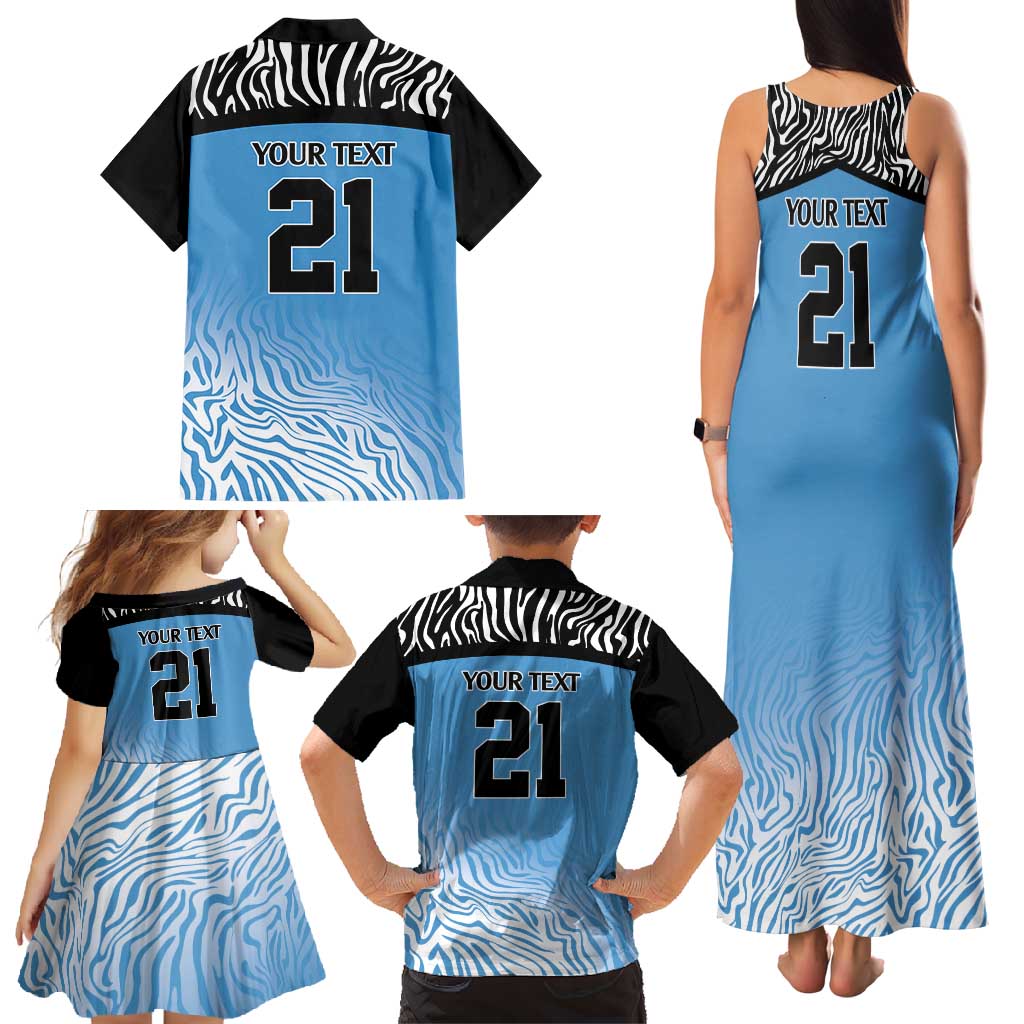 Botswana Cricket Custom Family Matching Tank Maxi Dress and Hawaiian Shirt Baggy Blues Zebra Skins Pattern - Wonder Print Shop