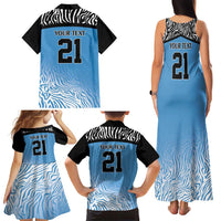 Botswana Cricket Custom Family Matching Tank Maxi Dress and Hawaiian Shirt Baggy Blues Zebra Skins Pattern - Wonder Print Shop