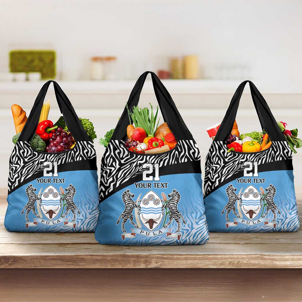 Botswana Cricket Custom Grocery Bag Baggy Blues Zebra Skins Pattern - Wonder Print Shop