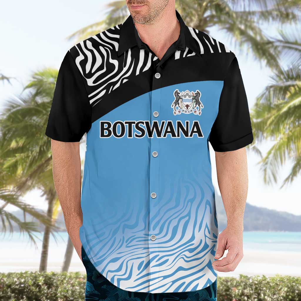 Botswana Cricket Custom Hawaiian Shirt Baggy Blues Zebra Skins Pattern - Wonder Print Shop
