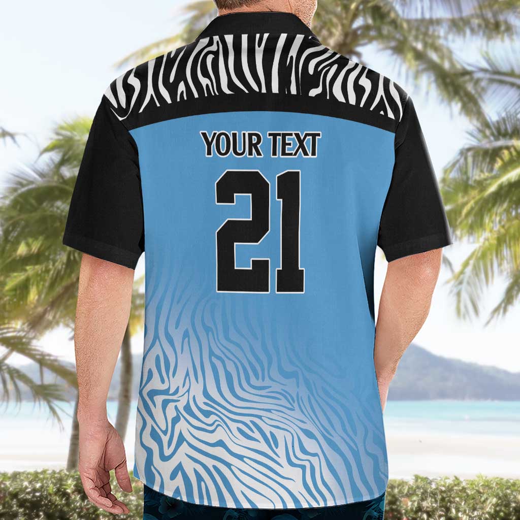 Botswana Cricket Custom Hawaiian Shirt Baggy Blues Zebra Skins Pattern - Wonder Print Shop