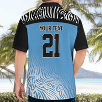 Botswana Cricket Custom Hawaiian Shirt Baggy Blues Zebra Skins Pattern - Wonder Print Shop
