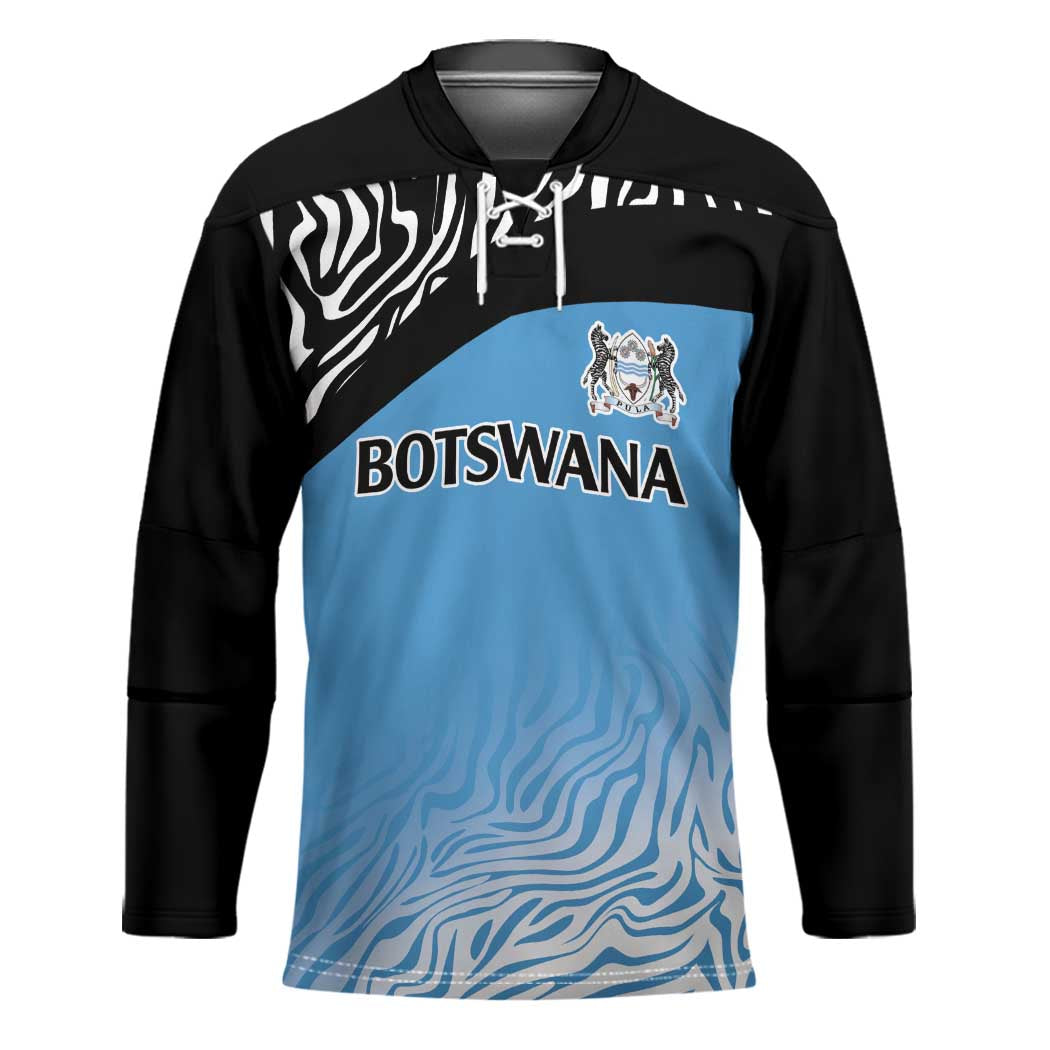 Botswana Cricket Custom Hockey Jersey Baggy Blues Zebra Skins Pattern - Wonder Print Shop