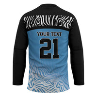 Botswana Cricket Custom Hockey Jersey Baggy Blues Zebra Skins Pattern - Wonder Print Shop