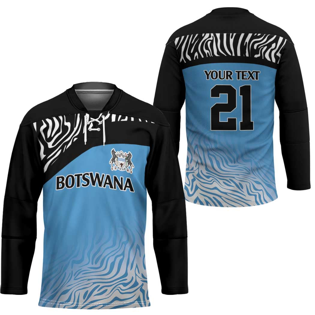 Botswana Cricket Custom Hockey Jersey Baggy Blues Zebra Skins Pattern - Wonder Print Shop