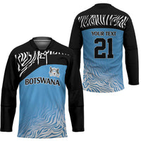 Botswana Cricket Custom Hockey Jersey Baggy Blues Zebra Skins Pattern - Wonder Print Shop
