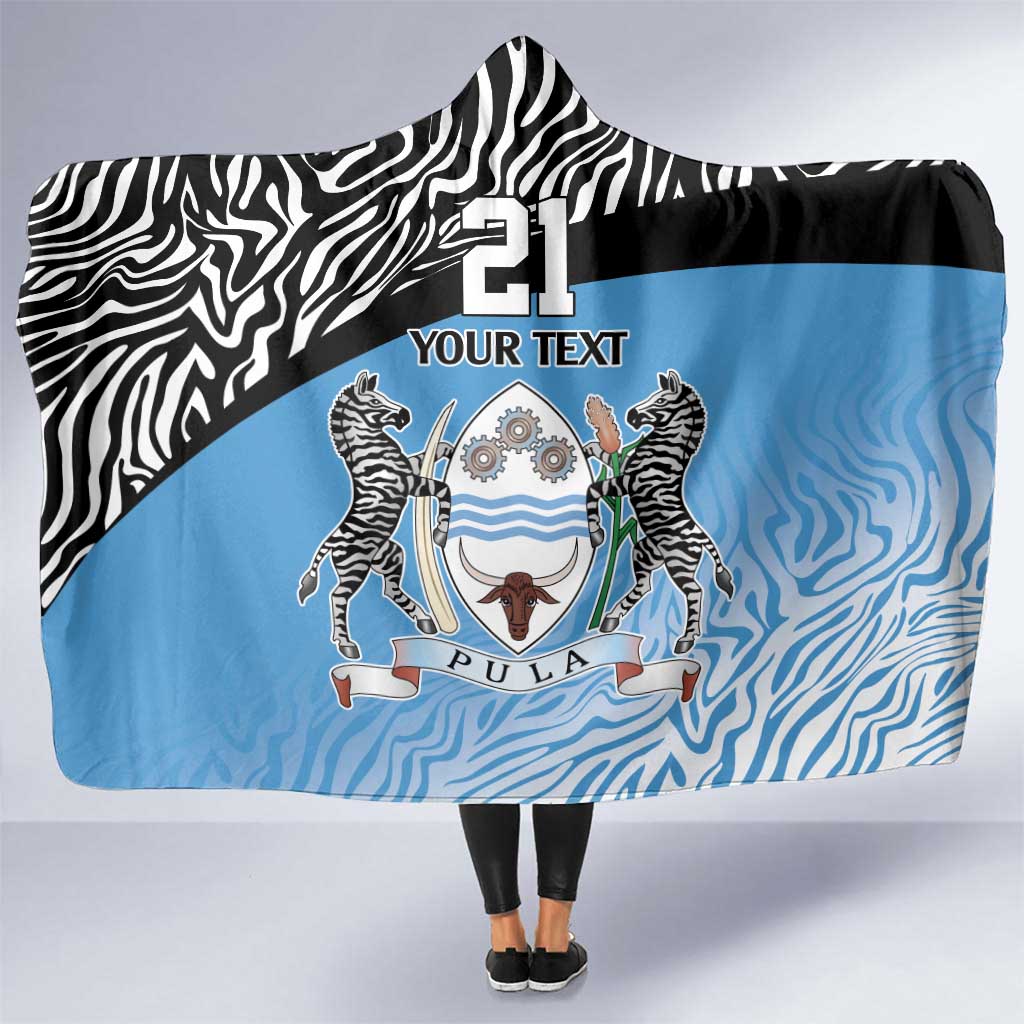 Botswana Cricket Custom Hooded Blanket Baggy Blues Zebra Skins Pattern - Wonder Print Shop
