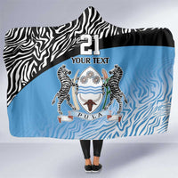 Botswana Cricket Custom Hooded Blanket Baggy Blues Zebra Skins Pattern - Wonder Print Shop