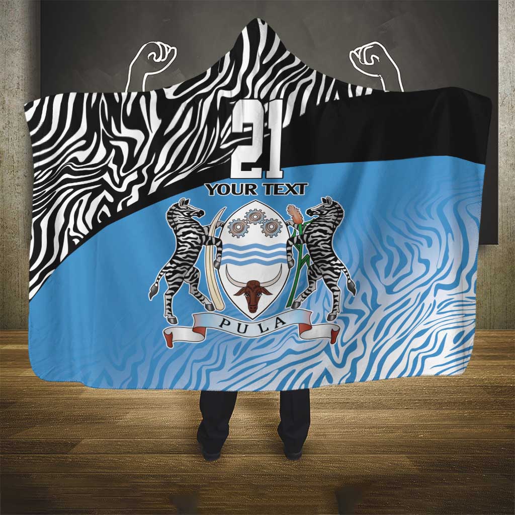 Botswana Cricket Custom Hooded Blanket Baggy Blues Zebra Skins Pattern - Wonder Print Shop