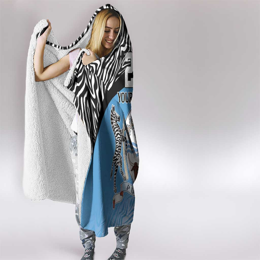 Botswana Cricket Custom Hooded Blanket Baggy Blues Zebra Skins Pattern - Wonder Print Shop