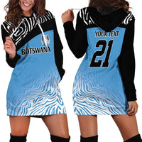 Botswana Cricket Custom Hoodie Dress Baggy Blues Zebra Skins Pattern - Wonder Print Shop
