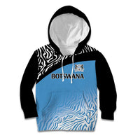 Botswana Cricket Custom Kid Hoodie Baggy Blues Zebra Skins Pattern - Wonder Print Shop