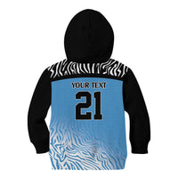 Botswana Cricket Custom Kid Hoodie Baggy Blues Zebra Skins Pattern - Wonder Print Shop