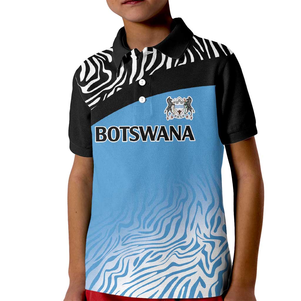 Botswana Cricket Custom Kid Polo Shirt Baggy Blues Zebra Skins Pattern - Wonder Print Shop