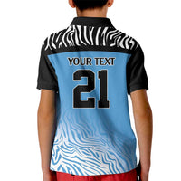Botswana Cricket Custom Kid Polo Shirt Baggy Blues Zebra Skins Pattern - Wonder Print Shop