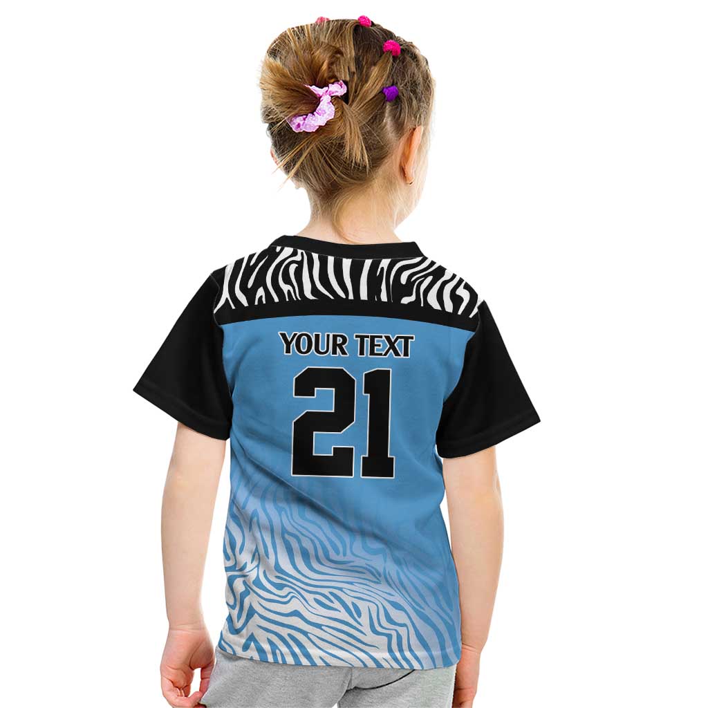 Botswana Cricket Custom Kid T Shirt Baggy Blues Zebra Skins Pattern - Wonder Print Shop