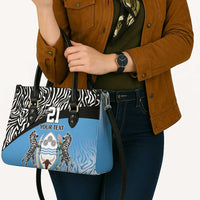 Botswana Cricket Custom Leather Bag Baggy Blues Zebra Skins Pattern - Wonder Print Shop