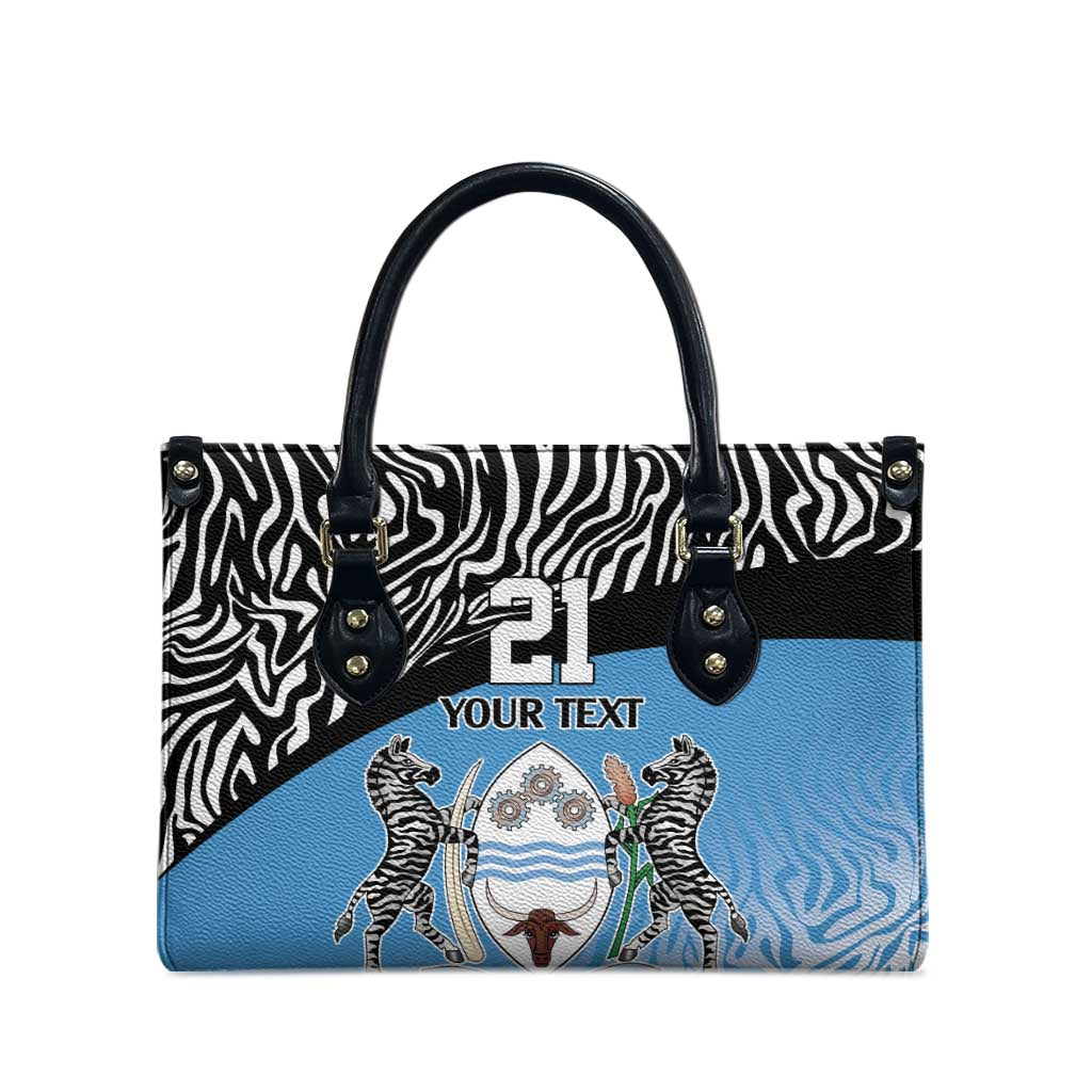 Botswana Cricket Custom Leather Bag Baggy Blues Zebra Skins Pattern - Wonder Print Shop