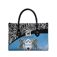 Botswana Cricket Custom Leather Bag Baggy Blues Zebra Skins Pattern - Wonder Print Shop