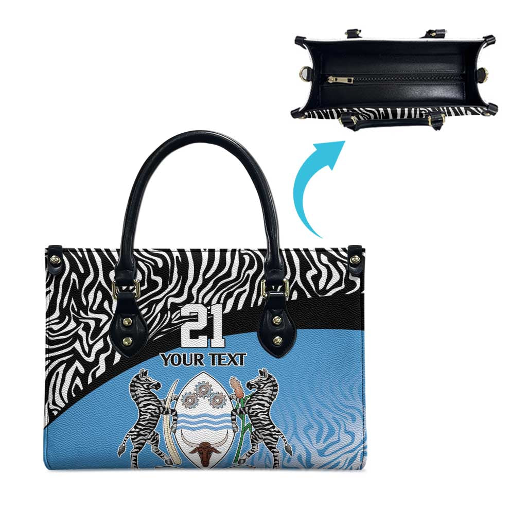 Botswana Cricket Custom Leather Bag Baggy Blues Zebra Skins Pattern - Wonder Print Shop