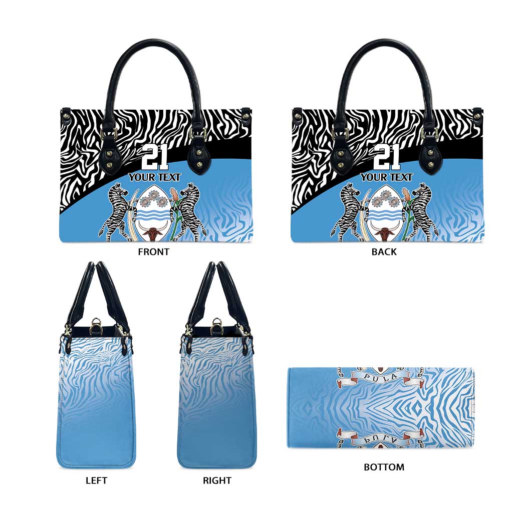 Botswana Cricket Custom Leather Bag Baggy Blues Zebra Skins Pattern - Wonder Print Shop