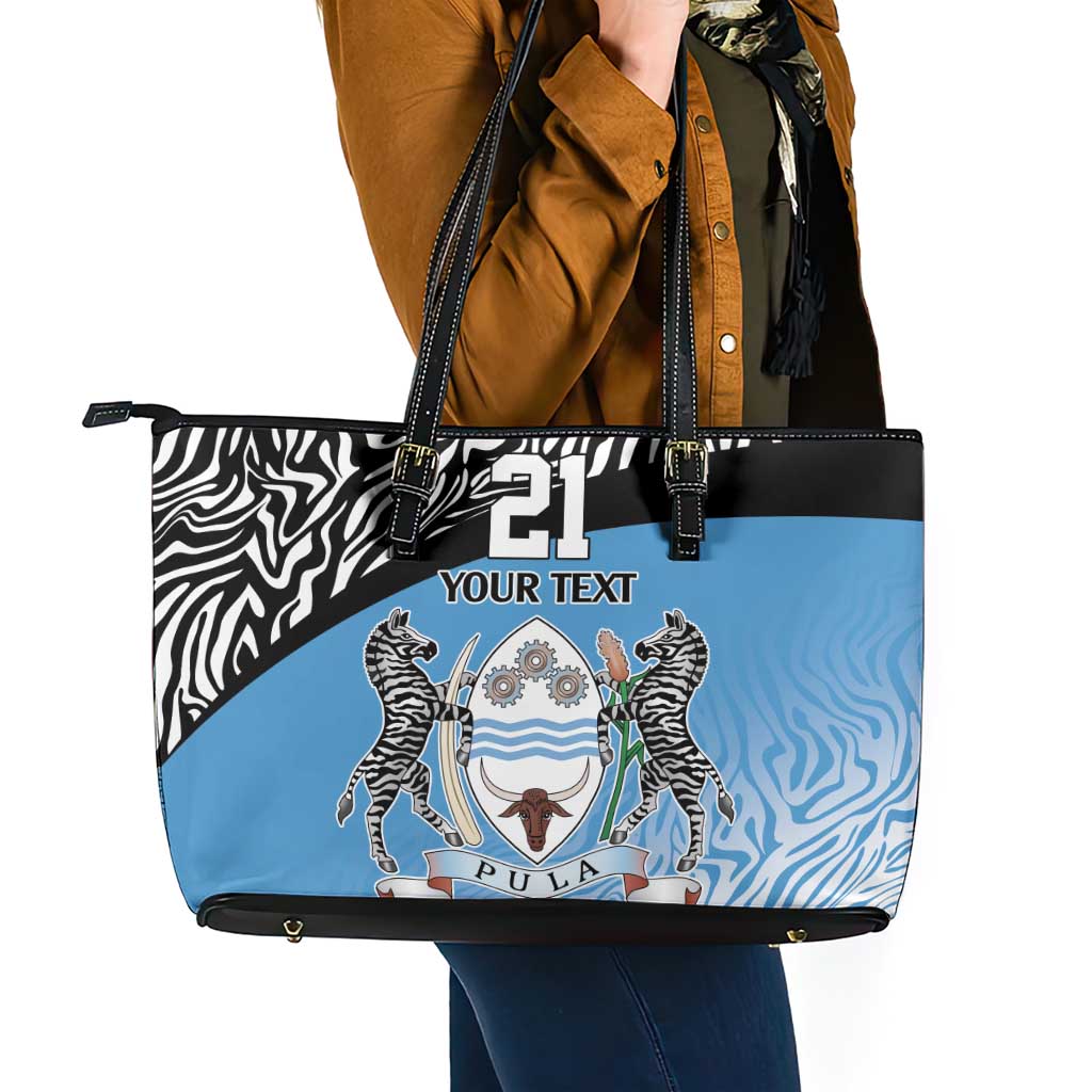 Botswana Cricket Custom Leather Tote Bag Baggy Blues Zebra Skins Pattern - Wonder Print Shop