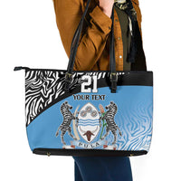 Botswana Cricket Custom Leather Tote Bag Baggy Blues Zebra Skins Pattern - Wonder Print Shop