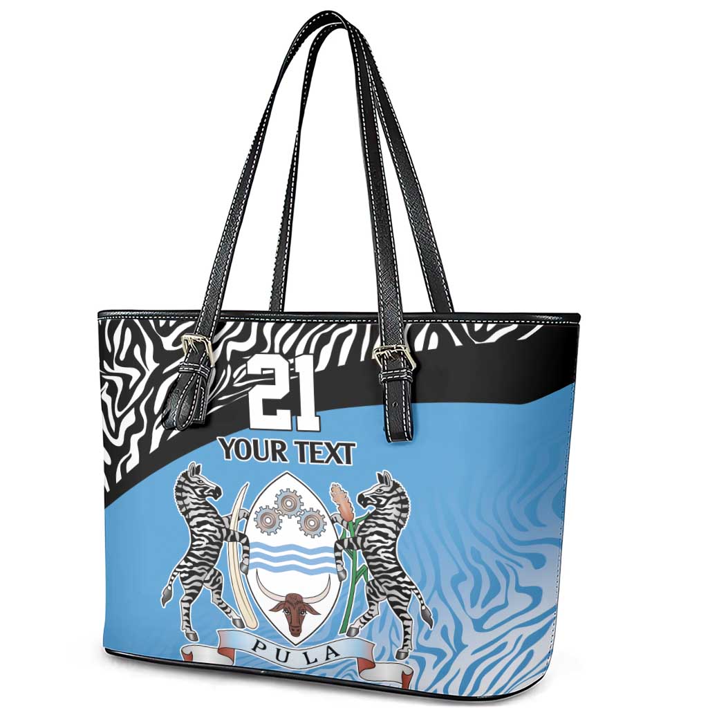 Botswana Cricket Custom Leather Tote Bag Baggy Blues Zebra Skins Pattern - Wonder Print Shop