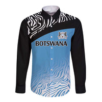 Botswana Cricket Custom Long Sleeve Button Shirt Baggy Blues Zebra Skins Pattern - Wonder Print Shop