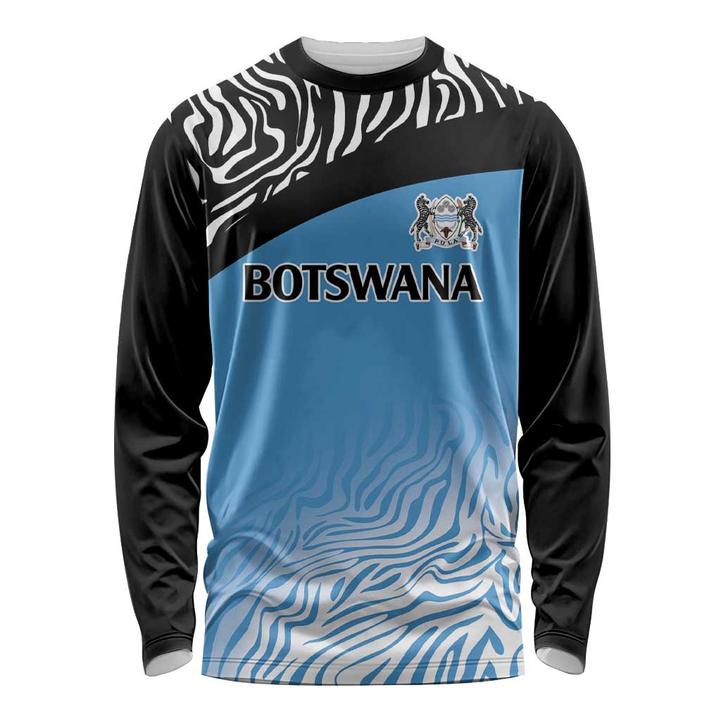 Botswana Cricket Custom Long Sleeve Shirt Baggy Blues Zebra Skins Pattern - Wonder Print Shop