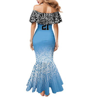 Botswana Cricket Custom Mermaid Dress Baggy Blues Zebra Skins Pattern - Wonder Print Shop