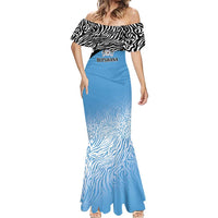Botswana Cricket Custom Mermaid Dress Baggy Blues Zebra Skins Pattern - Wonder Print Shop