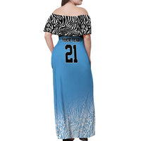 Botswana Cricket Custom Off Shoulder Maxi Dress Baggy Blues Zebra Skins Pattern - Wonder Print Shop