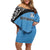 Botswana Cricket Custom Off Shoulder Short Dress Baggy Blues Zebra Skins Pattern - Wonder Print Shop