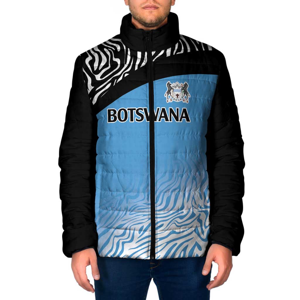 Botswana Cricket Custom Padded Jacket Baggy Blues Zebra Skins Pattern - Wonder Print Shop