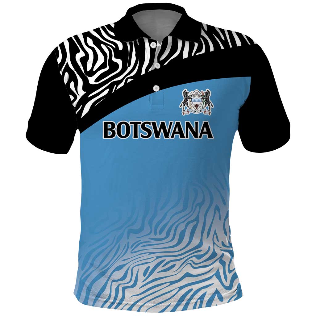 Botswana Cricket Custom Polo Shirt Baggy Blues Zebra Skins Pattern - Wonder Print Shop