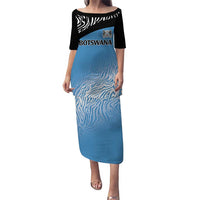 Botswana Cricket Custom Puletasi Baggy Blues Zebra Skins Pattern - Wonder Print Shop